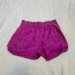 Under Armour pink pull on elastic waist running workout‎ yoga pilates shorts